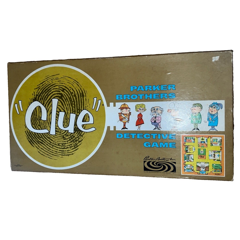 Vintage Clue Board Game Parker Brothers 1960s Mystery Crime Complete USA Retro